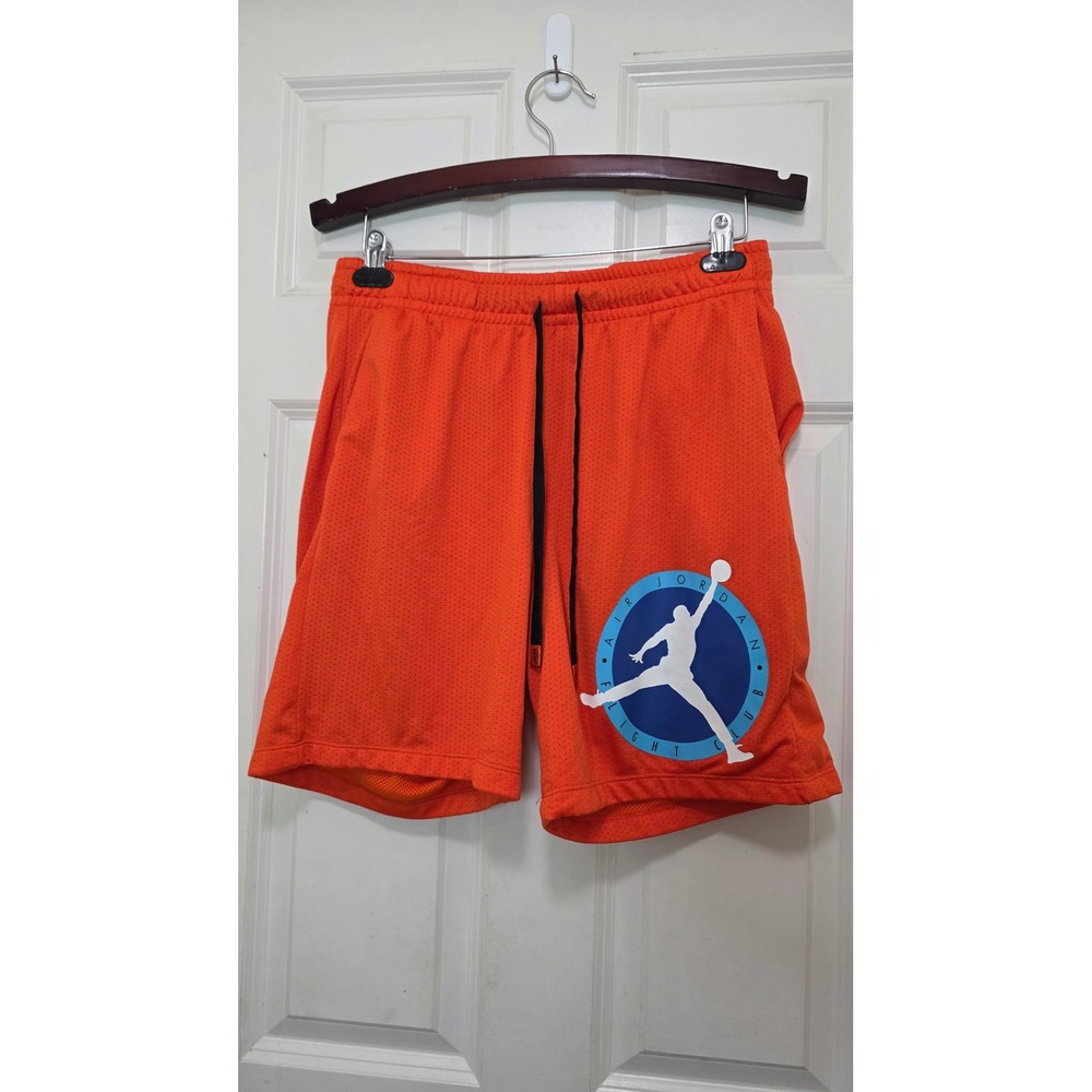 Jordan Flight Club Mesh Basketball Shorts Mens Medium Orange Jumpman Graphic